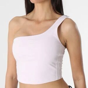 NWT Adidas XL Originals Asymmetric One-Shoulder Crop Top - Pearl Pink -